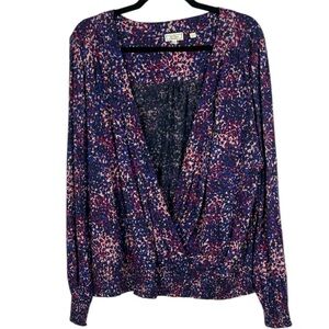 Fat Face Cotton Modal Blend Remi Layered Spot Wrap Top with V-Neck Size 14